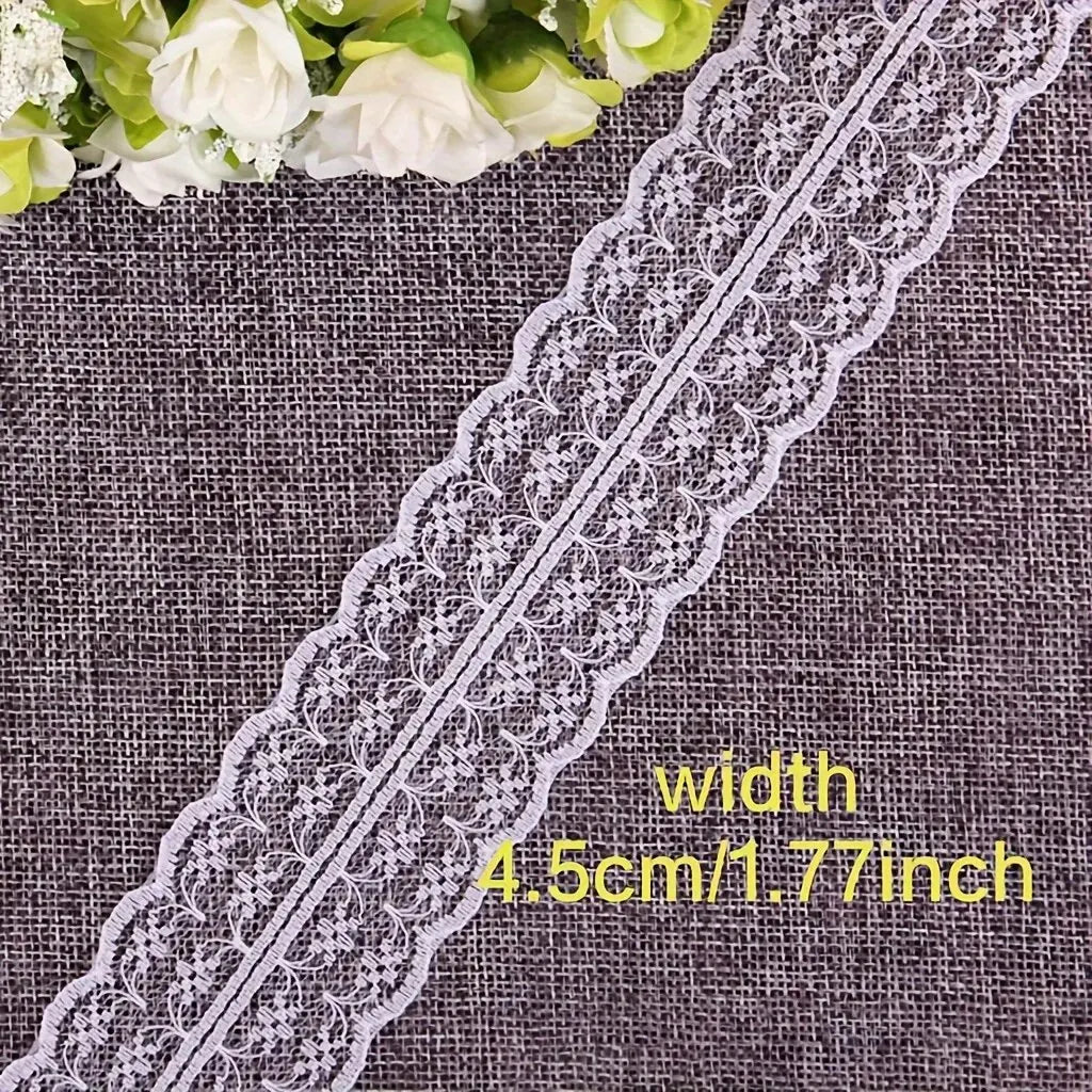 ruban dentelle blanc motif floral transparent vintage 4.5cm large décoration mariage bouquets emballage cadeau