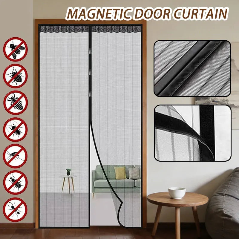 rideau porte magnétique noir blanc maille fine imperméable moderne velcro instructions