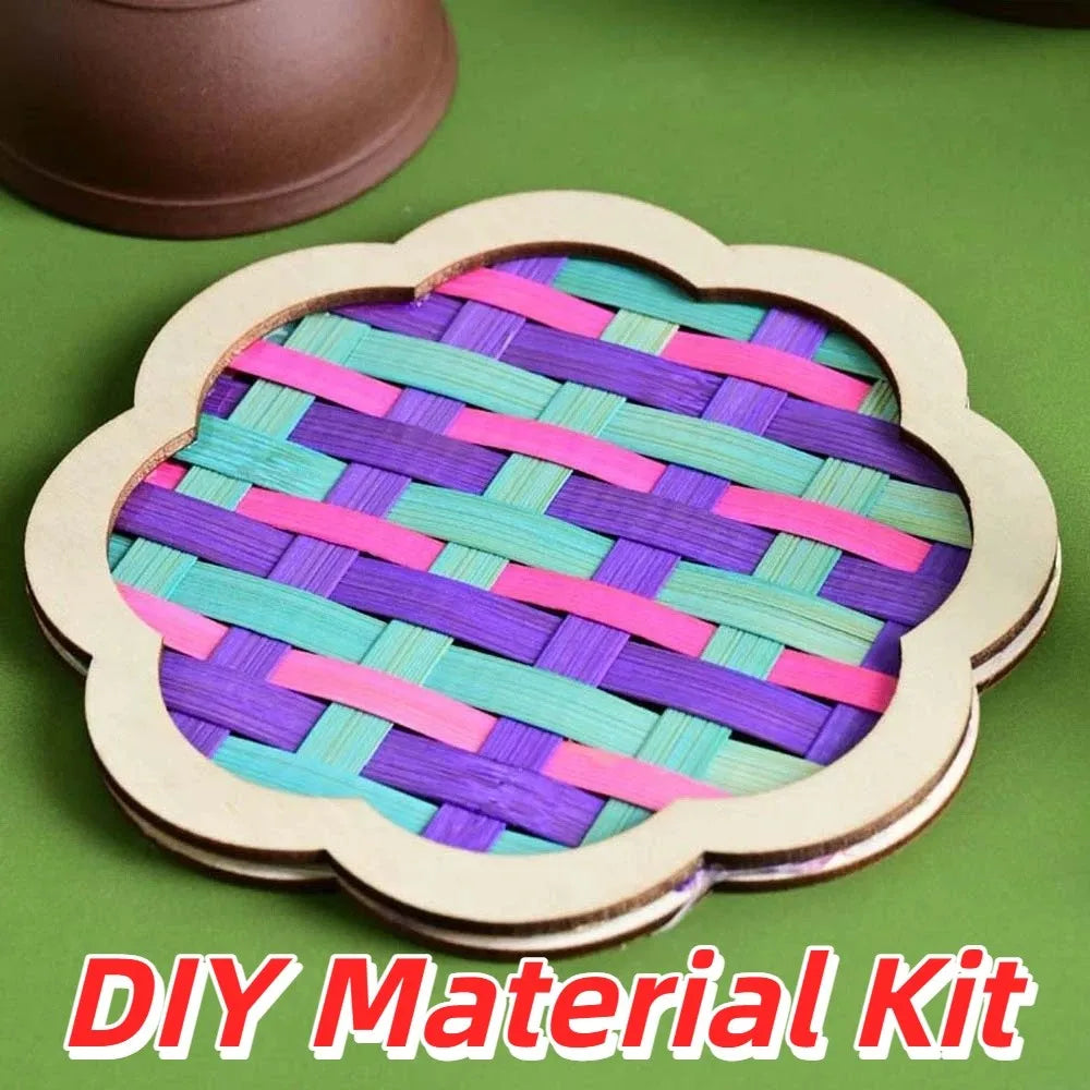 coasters tissés bambou multicolores traditionnels faits main opaques pack diy