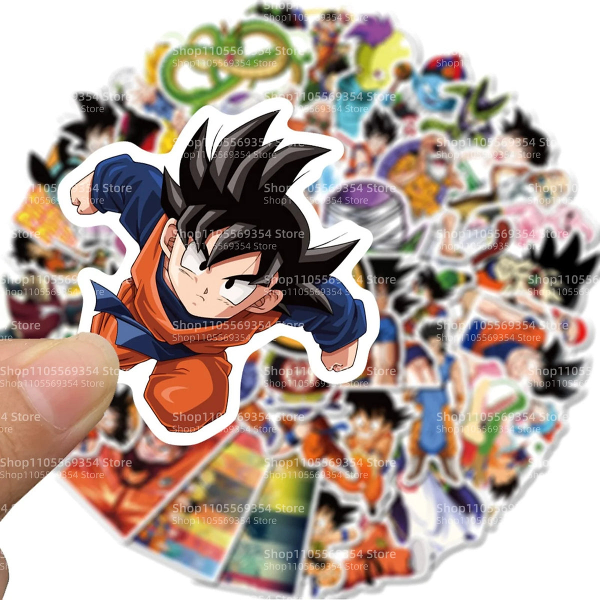 stickers dragon ball personnages occasion fete papier anime orange noir bleu blanc 100pcs