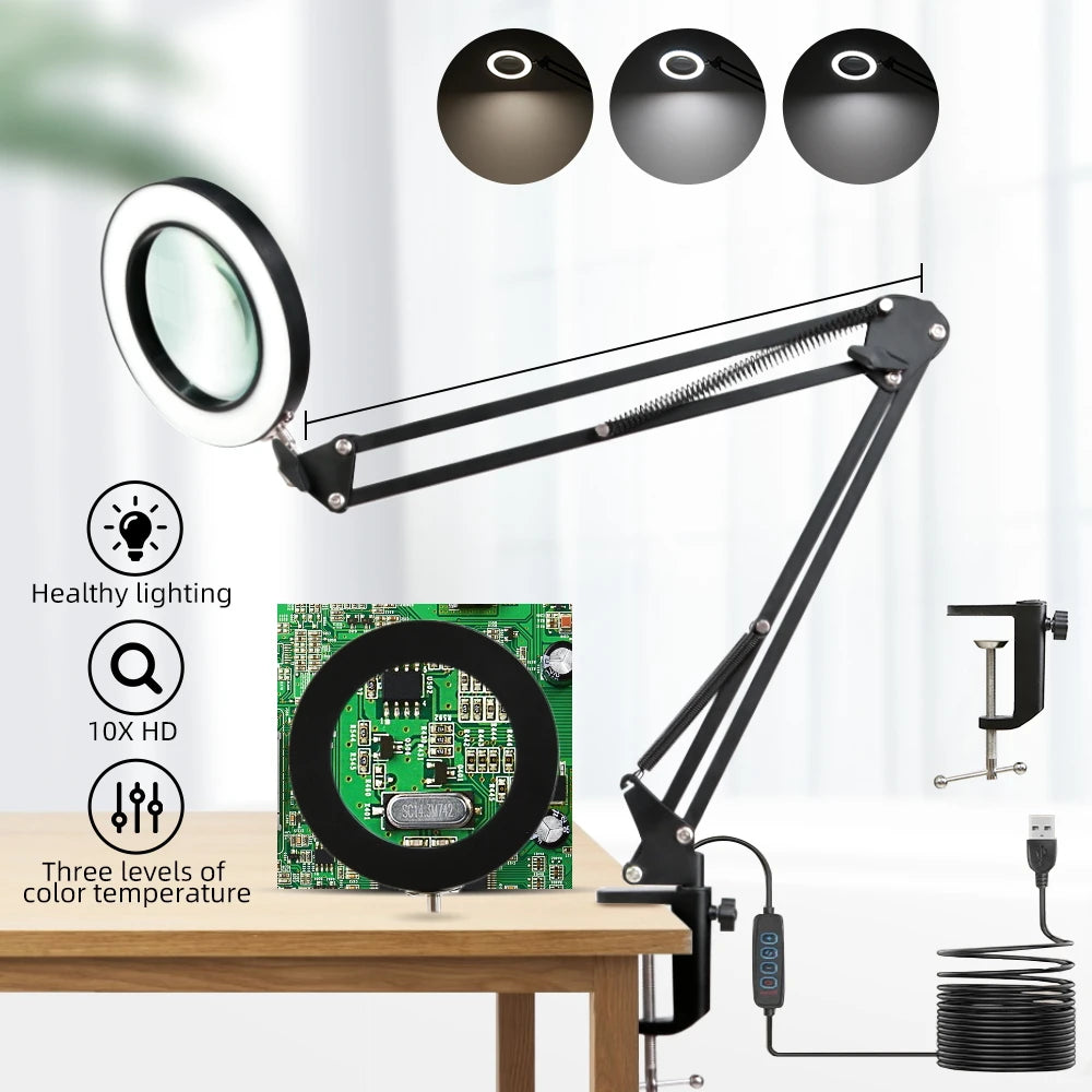 lampe led double tête noir moderne bras articulé usb réglable luminosité