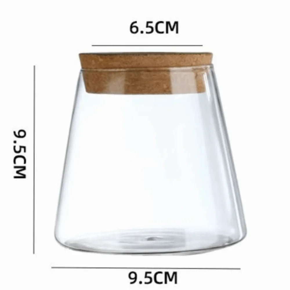 vase verre moderne transparent gravé couvercle liège opaque table