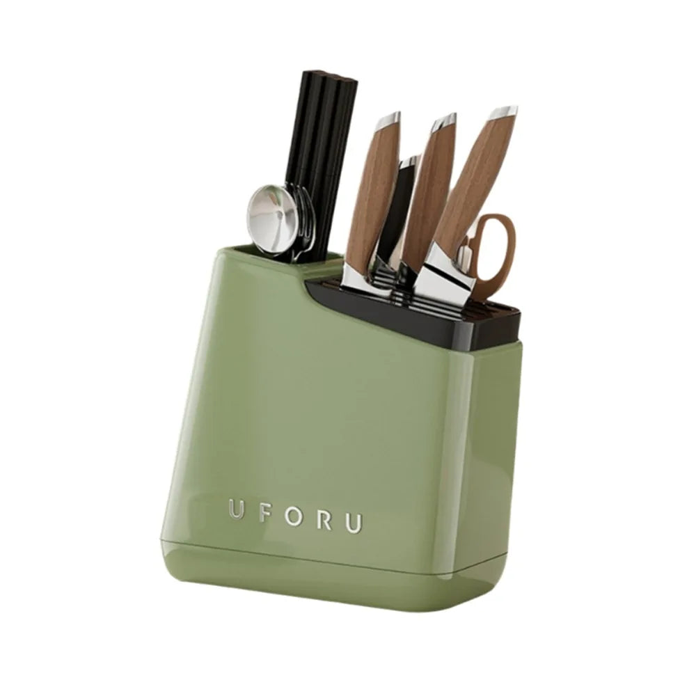 rangement couteaux moderne couleur beige vert rouge organise ustensiles cuisine spatules fourchette cuillère