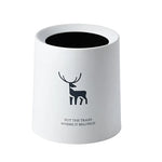 petite poubelle cuisine ronde plastique blanc noir motif cerf lettre minimaliste