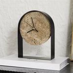 horloge table moderne statue pierre naturelle beige noir doré minimaliste