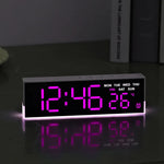 horloge numérique moderne écran led noir blanc vert bleu affichage température usb alarmes luminosité