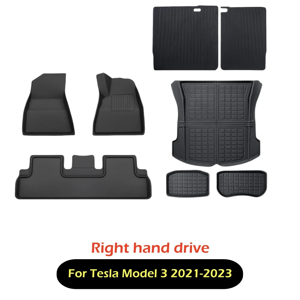 tapis sol 3d luxueux noir moderne tesla 2017 2024 tissé étanche
