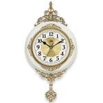 horloge murale baroque quartz aiguilles 30cm blanc doré salon unique