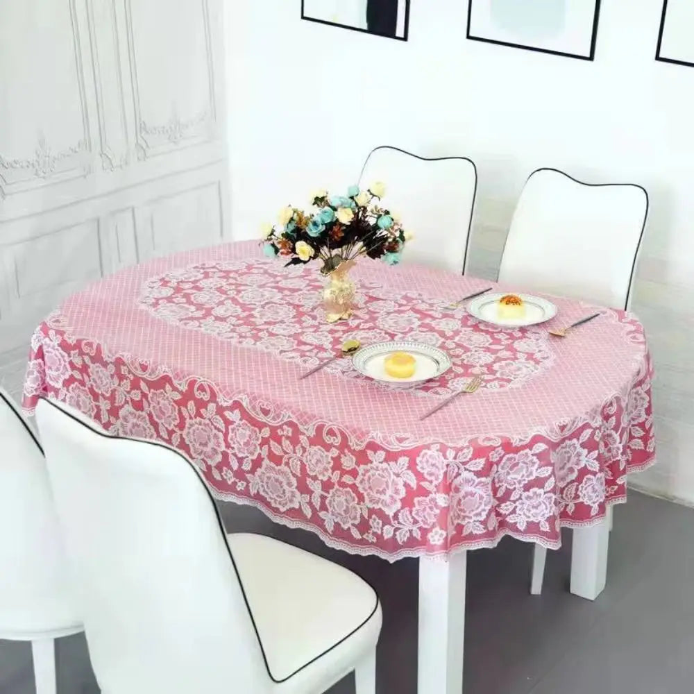 nappe table imperméable brodée florale dentelle élégante réutilisable polyester coton blanc rose violet bleu