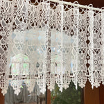 rideau blanc brodé dentelle fleur vintage translucide fenêtre maison polyester