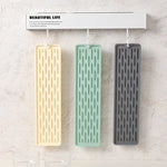 tapis séchage vaisselle silicone moderne gris vert menthe rayures horizontales clips