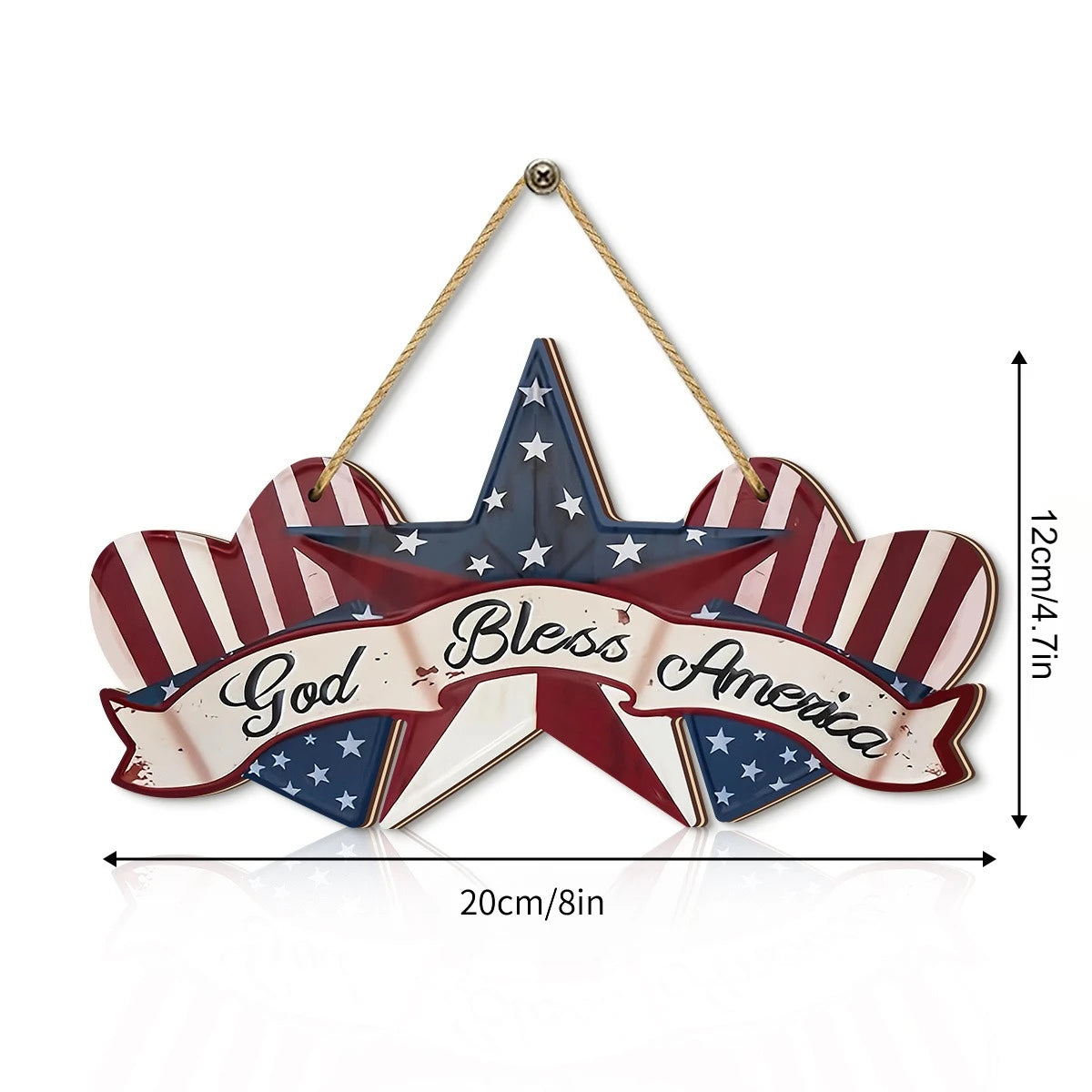 décoration murale étoile god bless america rouge blanche bleue fête anniversaire plaque bois corde