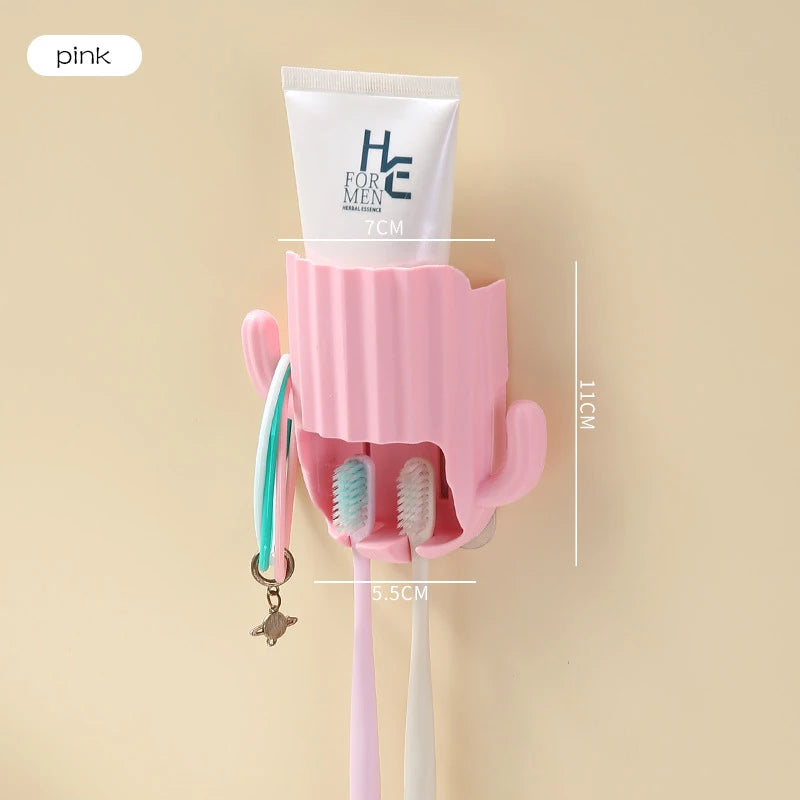 porte brosse dents gel dentifrice cactus moderne adhésif bleu vert rose blanc salle bain