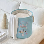 panier linge pliable bleu clair dessins animaux poignées corde utilisation multiple réutilisable