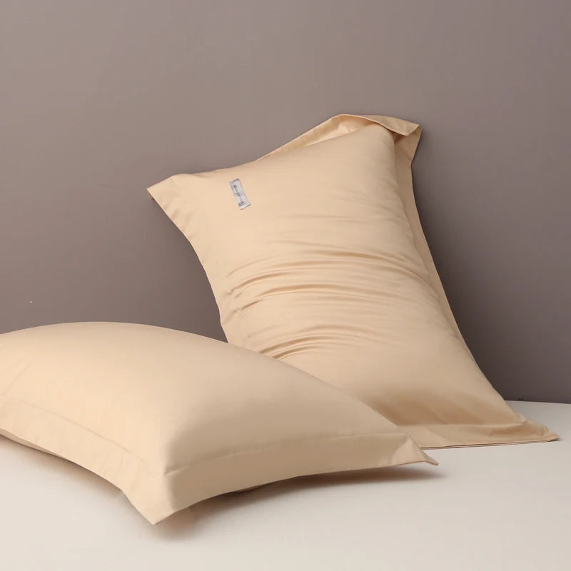 taies d'oreiller coton égyptien bleu texture satinée moderne 30x50cm 40x60cm 48x74cm 2pièces