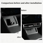 rangement sous écran voiture tesla boîte storage box organizer double couche éclairageintérieur pliable moderne