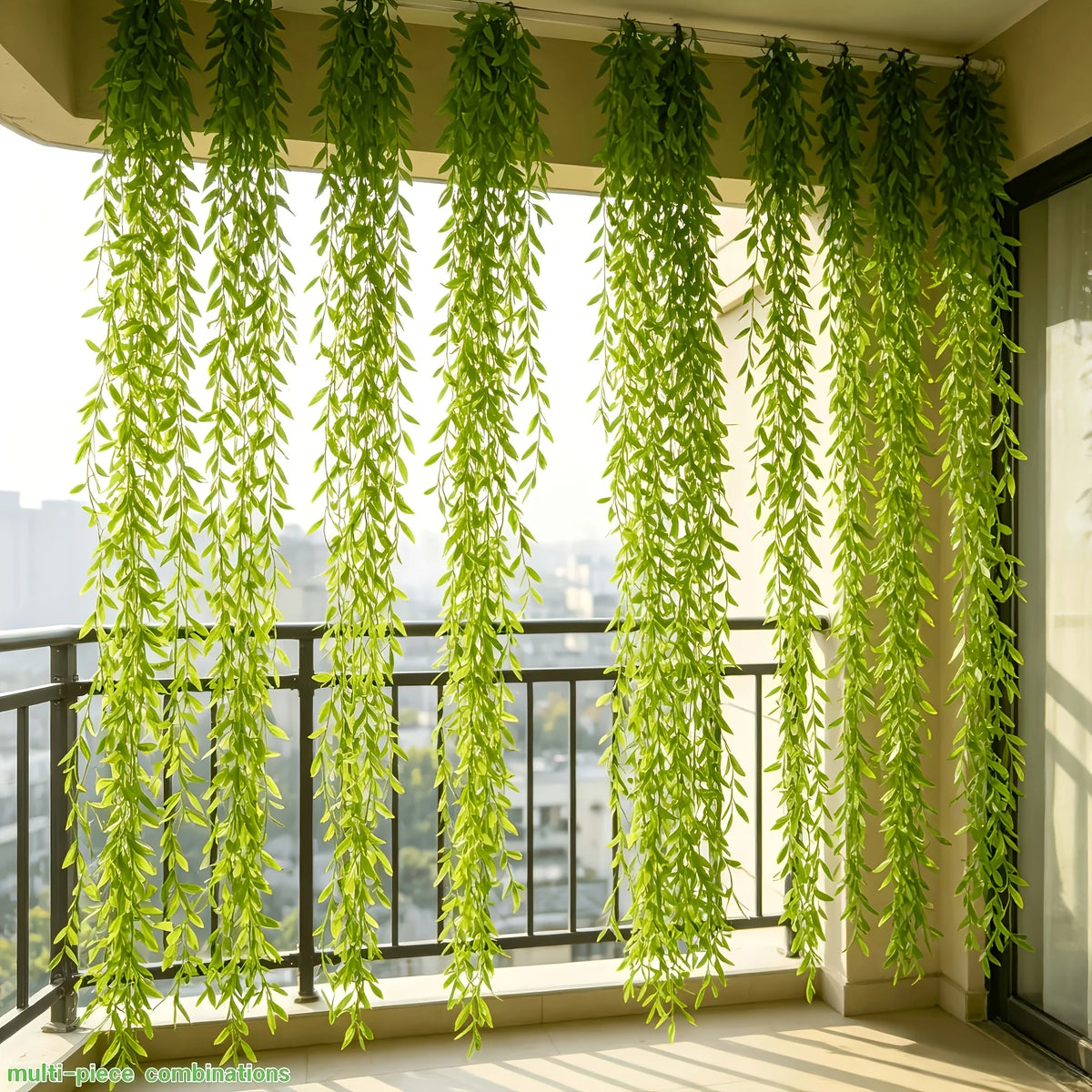 rideau artificiel feuilles vert clair décoration intérieure moderne clips anniversaire mariage fêtesValueHandling: