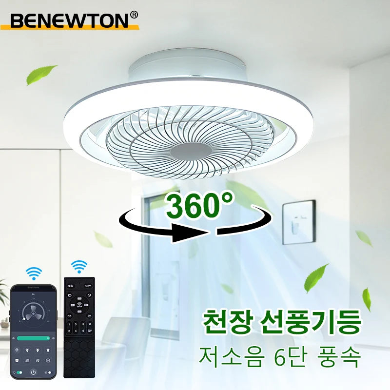 ventilateur led moderne blanc easy clean télécommande lumineuses chambre salle manger