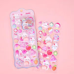 stickers mignons kawaii ours lapins fruits coeurs gâteaux adhésifs boîte rangement porte clés étui