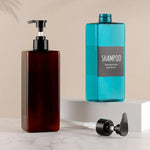 shampooing conditionneur savon main bouteille rechargeable pompe pression noir blanc bleu brun minimaliste