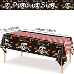 nappe pirate anniversaire crânes sabres chapeaux ancre decoration table noire rouge blanche dorée