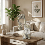 statue éléphant résine ornements décoration intérieure animée famille éléphants gris doré texturée