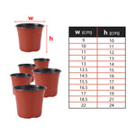 pots plantes modernes plastique rouge noir drainage 9x10cm 22x24cm