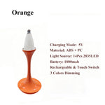 lampe chevet moderne rechargeable usb 5w orange tactile flux lumineux 60 ledABL