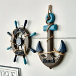 décoration murale marin volant bateau ancre bois couleurs bleues coquillages étoiles mer