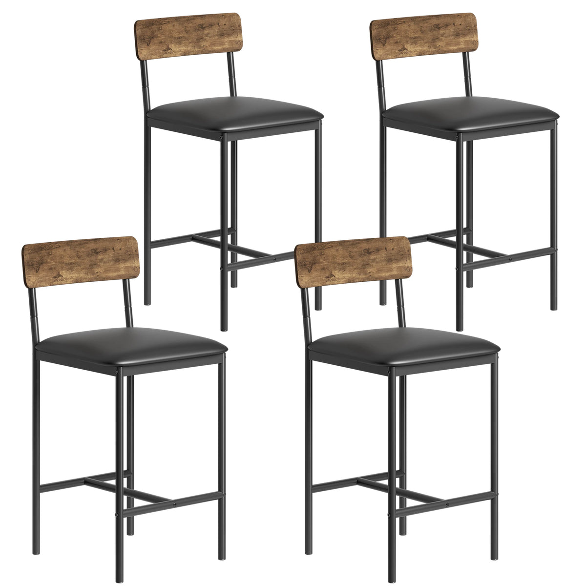 tabourets bar hauts bois imitation marbre modernes industriel pièces noir marron