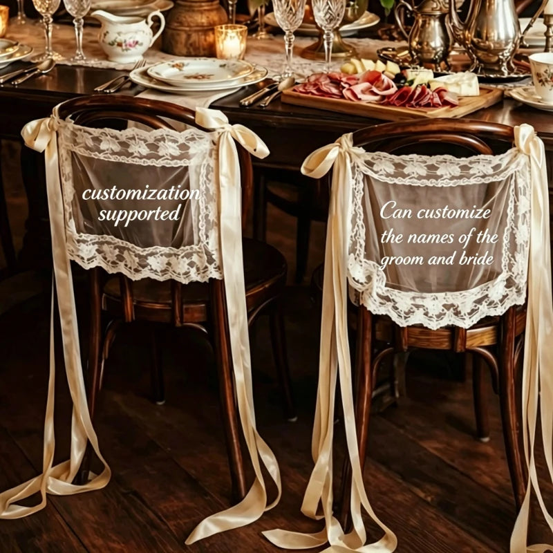 décoration mariage just married rubans satin dentelle romantique vintage chaise anniversaire festivitésscrição