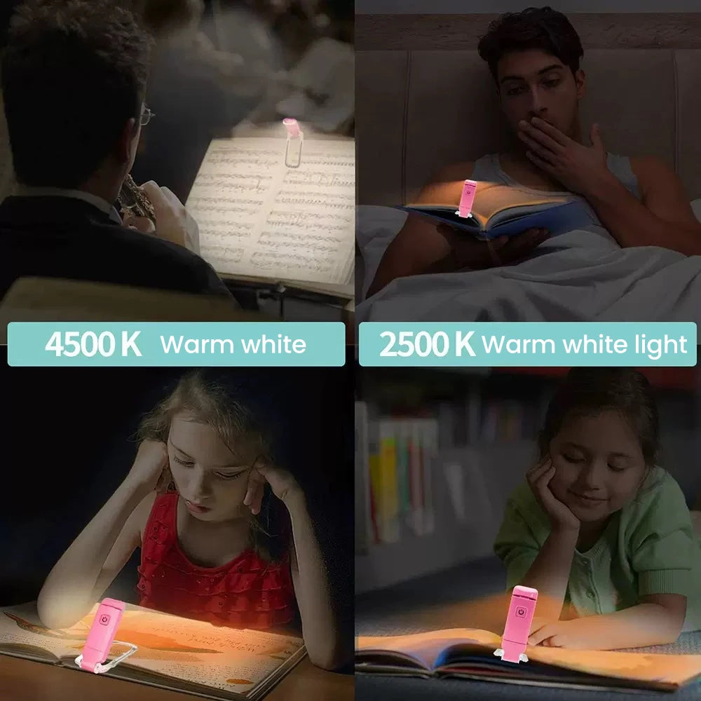 lampe lecture portable pliable rechargeable rose blanc noir clips réglable lumière moderne compact