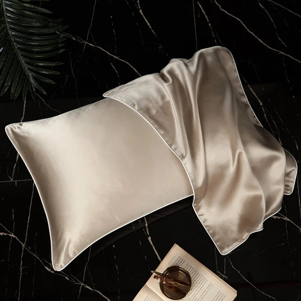 taies d'oreiller soie naturelle couleurs solides élégant satin opacité respectueux environnement simple hospitalière