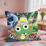 housse coussin carré imprimé animaux mignons dessin animé keroro gunsou cœur vert jaune rouge