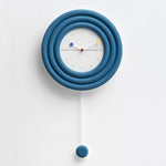 horloge murale moderne nordique aiguilles quartz bois concentrique bleu blanc