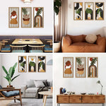 panneaux decoratifs bois clair geometrie feuilles palmier boheme moderne minimalist arcs formes abstraites