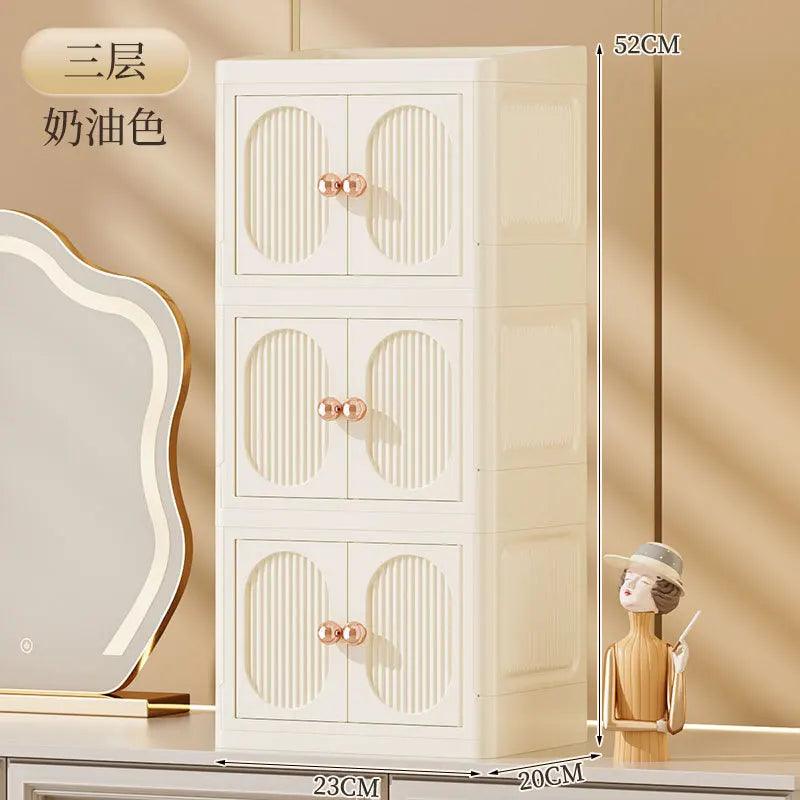 boîte rangement cosmétiques porte opaque moderne poignées dorées compartiments multiples élégante organisation produits soins