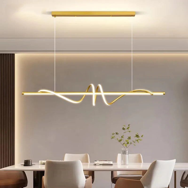 suspension lumineuse moderne ondulée led blanc doré noir fixe 2000 82000lm