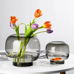 vase verre moderne transparent simple grande bouche table salon fleur hydroponie ornement double usage