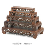 Support plantes bois sculpté classique marron foncé décoration artisanale pot inclusion