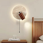 lampe murale moderne pierre jaune texture bois naturel peach beige interrupteur câble minimaliste