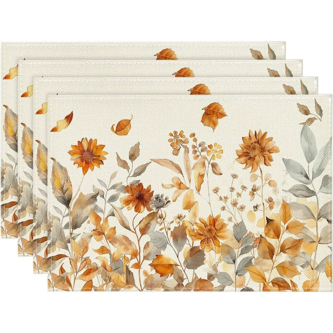 serviettes table classiques fleurs papillons beige rose vert naturel ThanksgivingDecoration
