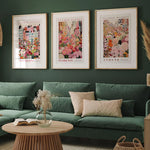 affiches illustration fleurs villes textes multicolores moderne sans cadre salon chambre