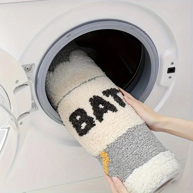 tapis bain gris moderne motif baignoire absorbant antidérapant PVC