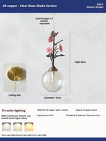 lumière suspendue led rose verre transparent classique floral chambre salon vintage