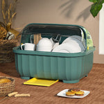 organisateur vaisselle moderne étui bleu clair rayures verticales assiettes tasses verres couverts drainage aération