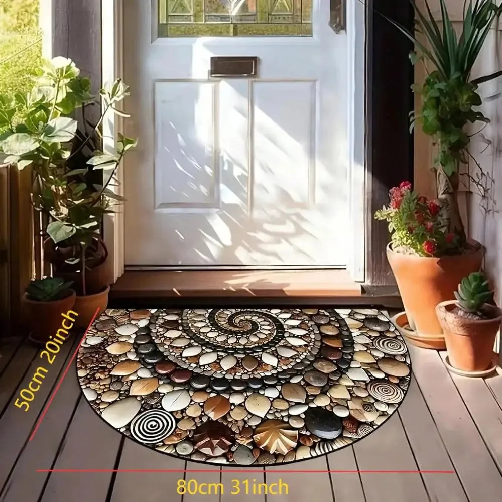 tapis d'entrée noir marron motif géométrique antidérapant polyester moderne
