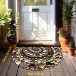 tapis d'entrée noir marron motif géométrique antidérapant polyester moderne
