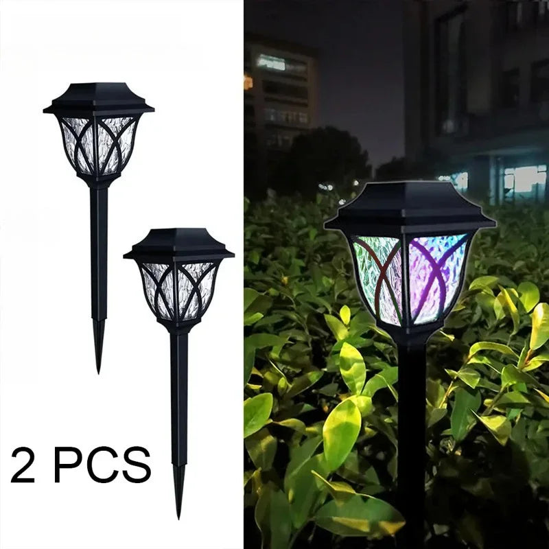 lampes solaires extérieures classiques lumière chaude métal géométrique jardin nocturne autonomes