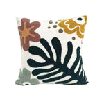 coussin tufté brodé fleur nordique moderne 100 polyester blanc vert marron jaune adhésif décoration